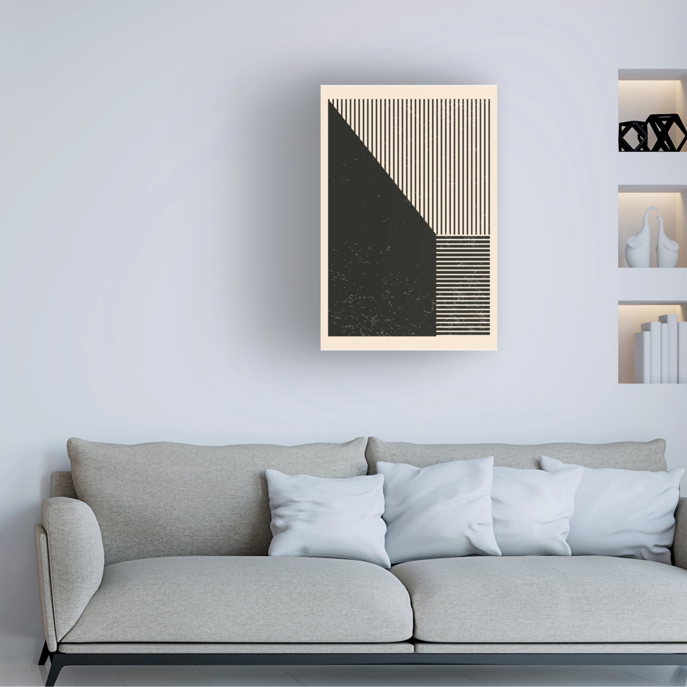 Trademark Fine Art jay stanley  Black and White Geometric Shapes 3 Canvas Wall Art