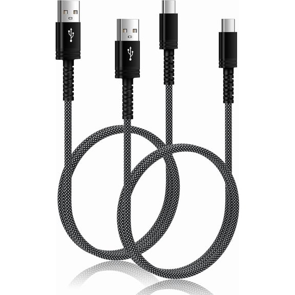 USB A to Type C Charger Power Cord Fast Charging for iPhone 17 Pro Max 16e 16 Pro 15 Plus 2Pack 3FT Braided USB C Car Charger Cord for Samsung Galaxy A17 A16 A15 A36 S25 Edge S24 Ultra S23 S22 S21