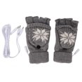 thumbnail image 1 of Guantes calefactores USB medio completo sin dedos tejido doble cara cálido fibra de carbono algodón calefacción guantes para ordenador portátil gris, 1 of 14
