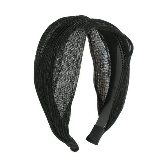 Unique Bargains 1 Pc Headband Shiny Silk Lace Hair Accessories for Women Black