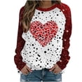 thumbnail image 1 of Penkiiy Hauts de Mode à Manches Longues pour Femmes, Col Rond Mignon, Blouse Tendance, Saint-Valentin 2025, Grande Taille, Imprimé Cœur d'Amour, Rouge, 1 of 5