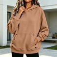 thumbnail image 6 of Hurxie Womens Hoodies Fleece Sweatshirts Long Sleeve Sweaters Pullover Fall Clothes with Pocket Khaki,2XL, 6 of 7