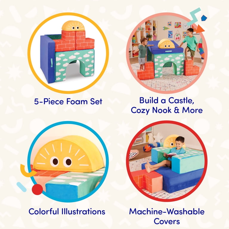 Battat Cloud Castle Foam Fort Building Set, 5 Soft Play Shapes photo 3