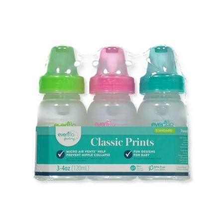 Evenflo 3-Pack Zoo Print Animal Bottles - blue/multi, one size