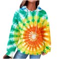 thumbnail image 2 of AUNVITO Women's Tie-Dye Hoodie Long Sleeve Pullover with Pockets Y2K Streetwear Casual Waffle Knit Stretchy Comfort Loose Fit, 2 of 6