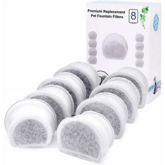Replacement Charcoal Filters for PetSafe Drinkwell Avalon, Pagoda, 2 Gallon, Sedona and Seascape Fountains, 8-Pack Fountain Filters