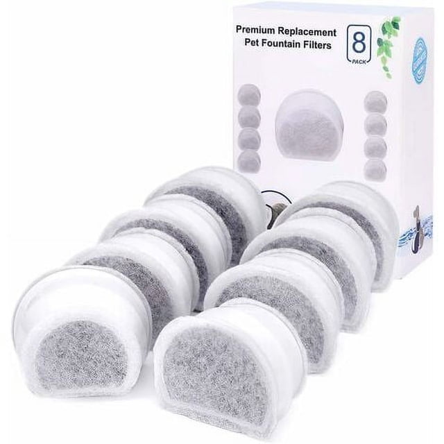Filtros de carbón de repuesto Dinheiro para fuentes PetSafe Drinkwell Avalon, Pagoda, 2 galones, Sedona y Seascape, paquete de 8 filtros para fuentes