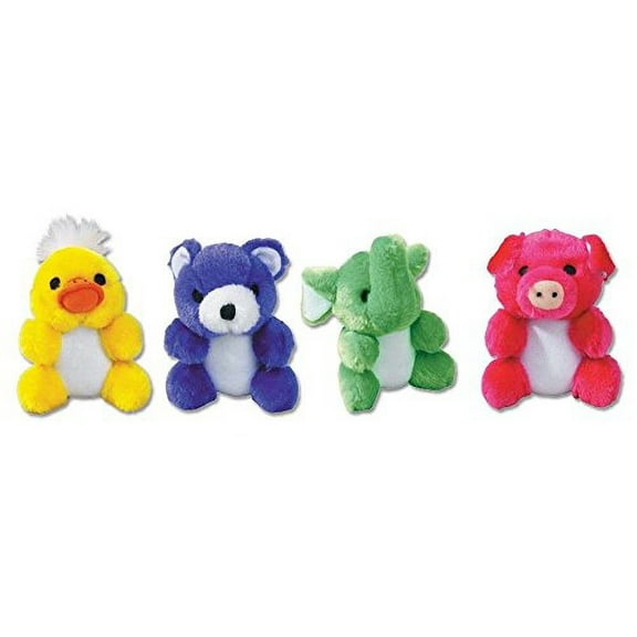 Kutie Pies Plush Dog Toys Colorful Adorable Soft Squeaker For Puppies 4 3/4" (Full Set - All 4 Toys)