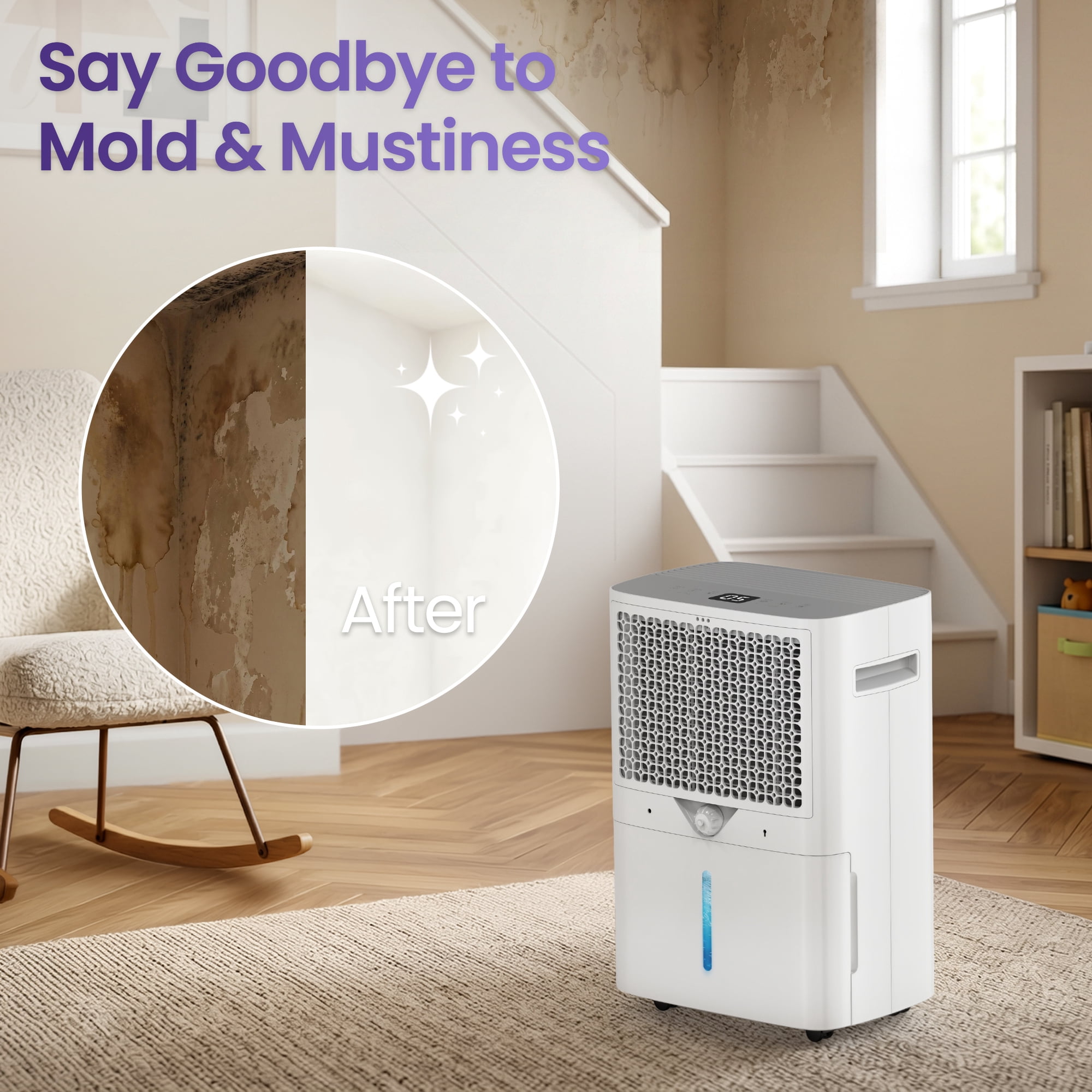 78 pt. 5000 sq. ft. Dehumidifier for Home in White, with Large Bucket, Drain Hose, ETL Certified, Dual Humidity Display