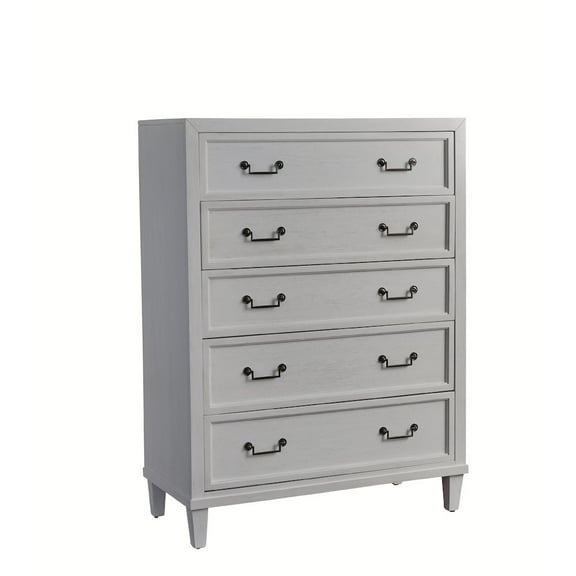 American Woodcrafters Dunescape Wood 5-drawer Chest in Antiqued Silver/White