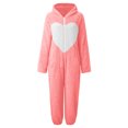 thumbnail image 3 of Gibobby pantalones de yoga Pijama de manga larga de lana artificial para mujer, mono holgado con capucha y cremallera de Color sólido informal, pijama informal de invierno cál(Rosa， XL), 3 of 5