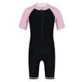 thumbnail image 5 of JanJean Kids Boys Girls One Pieces Swimsuit Zipper Front Rash Guard Set UPF 50+ Sun Protection Pink&Black 8, 5 of 6