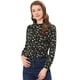 thumbnail image 1 of Top floral Casual Allegra K de Manga Larga con cuello de volantes para Mujer Negro XL, 1 of 4