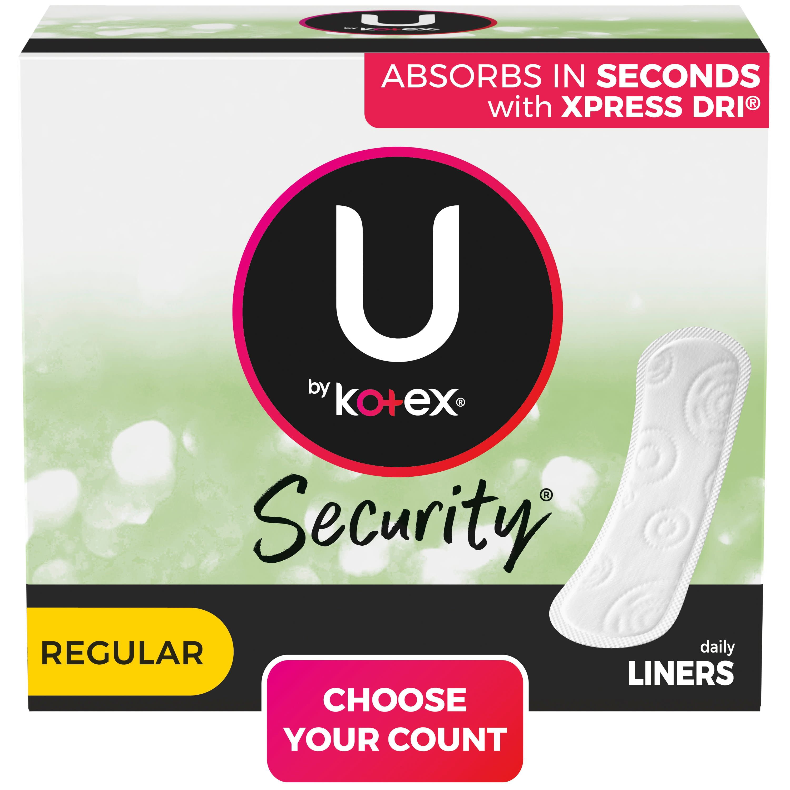 U by Kotex Security Lightdays Unscented Panty Liners Light Absorbency Regular Length, 129 count