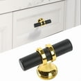 thumbnail image 3 of Matte Black & Gold Cabinet Knobs - Decorative T-Bar Drawer Pulls - Durable Zinc Alloy Kitchen & Bathroom Hardware - Single Hole Modern Handles for Cabinets & Dressers, 3 of 7