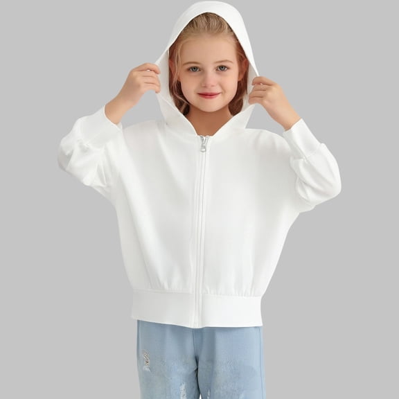 snilers Kids Zip Up Hoodie Girls Boys UPF50 Sun Protection Lightweight Jacket Hooded Cooling Athletic Shirt 4-13 Years