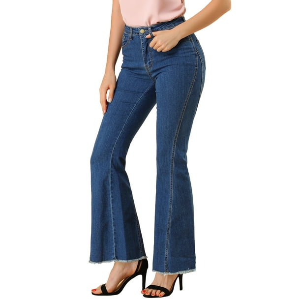 Pantalones Vaqueros Acampanados De Campana Elásticos Para Mujer M Azul S