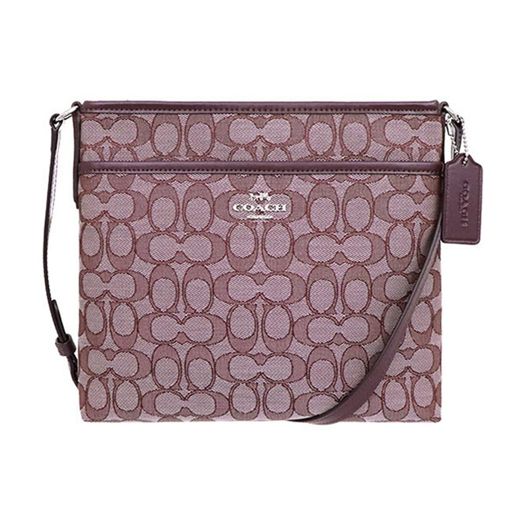 NWT Coach F29960 Signature Jacquard Crossbody File Bag Purse Raspberry