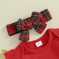 thumbnail image 4 of Okbabeha Newborn Baby Girl Christmas Outfit 0 3 6 9 12 18Months Ruffle Romper Onesie+Plaid Suspender Skirt Headband Clothes Set, 4 of 7