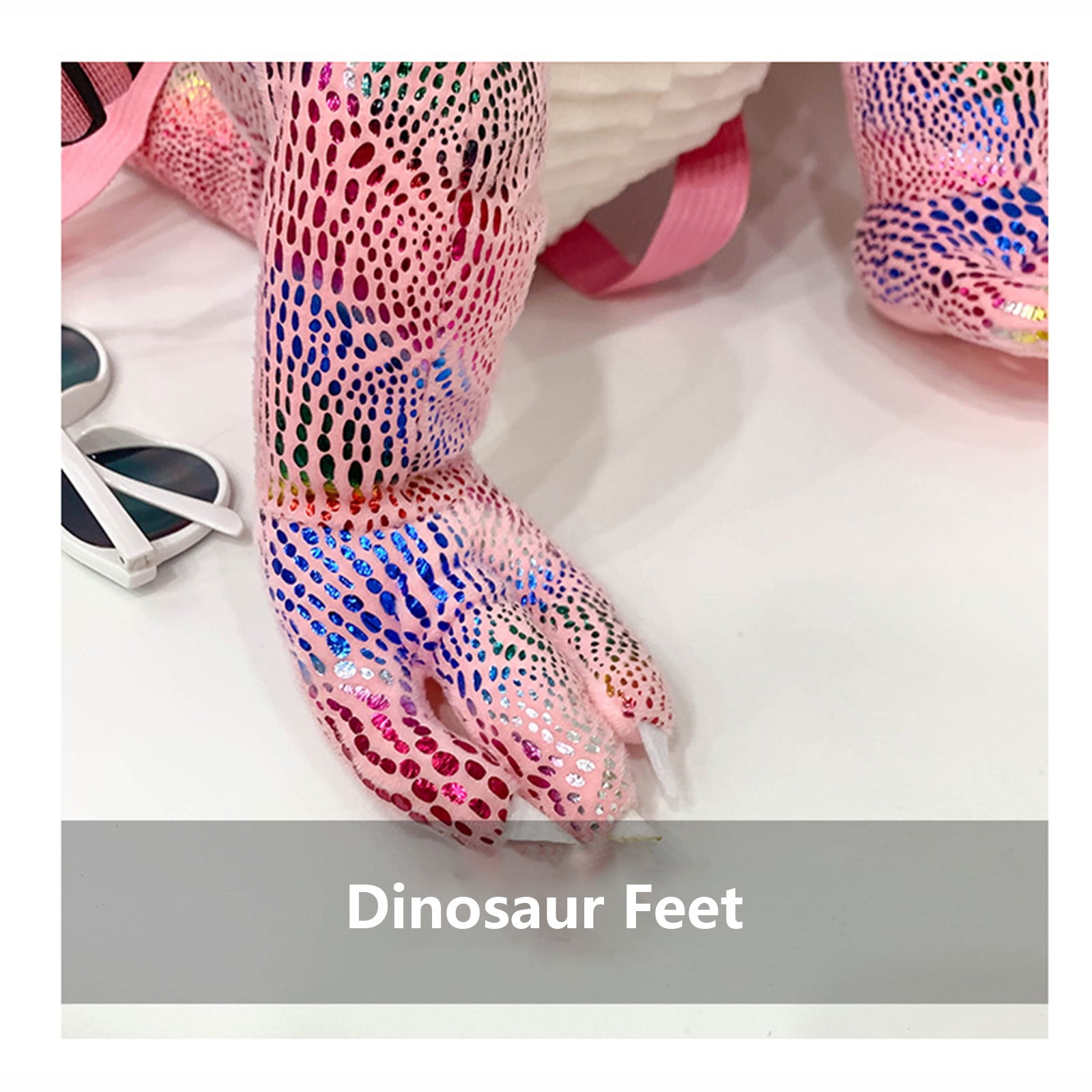 Pink Dinosaur Plush Toy Bag For Kids Weighted Stuffed Animal Backpack Soft Cotton Decoration 60Cm