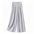 thumbnail image 5 of Cagogo Women Plus Size Wide Leg High Waisted Trousers with Pockets Solid Casual Streetwear Long Pants Summer Beach Lounge Trousers, Gray M, 5 of 5