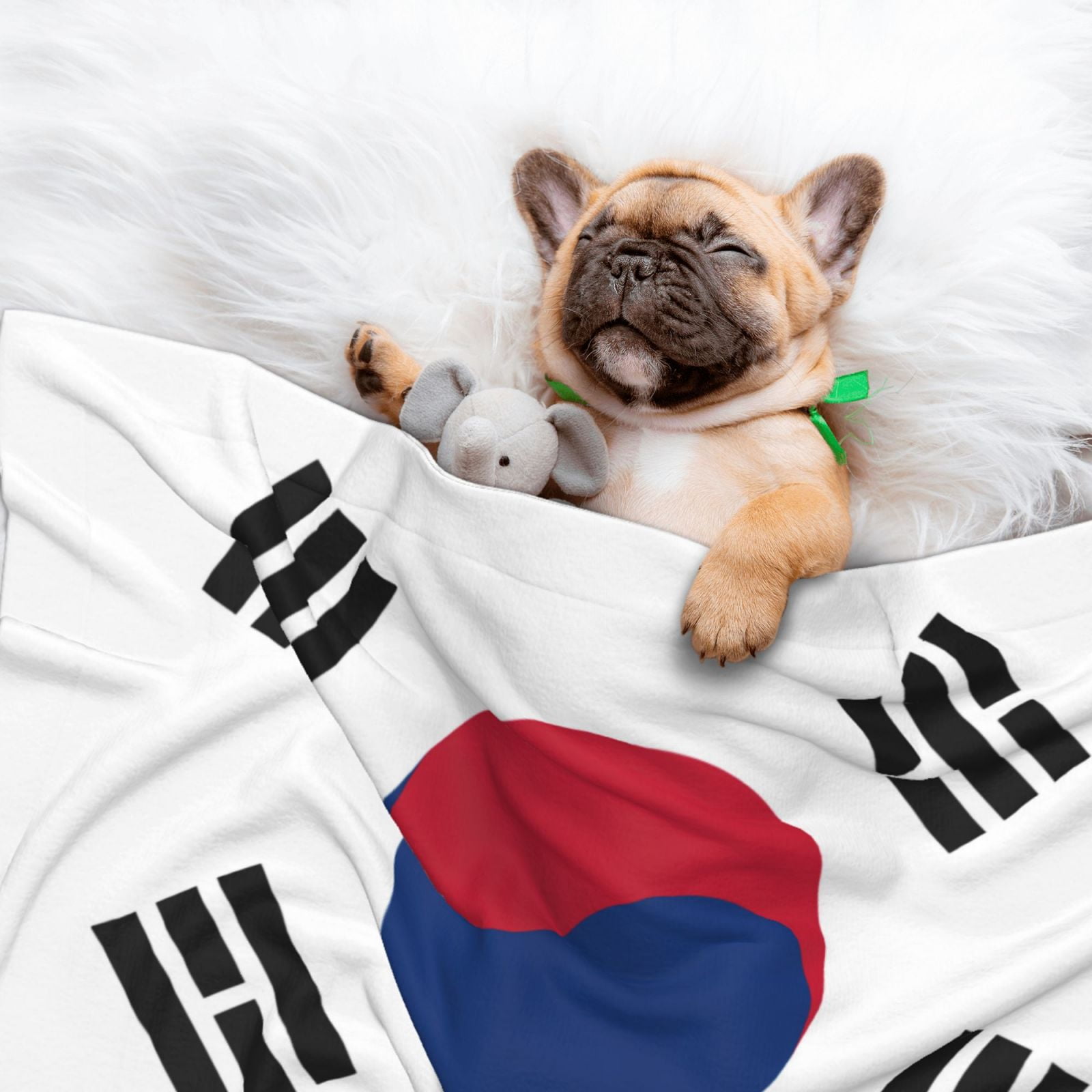 Flannel Throw Dog Blanket South Korean Flag Soft Warm Print Pet Blankets for Small Dog Cat Puppy