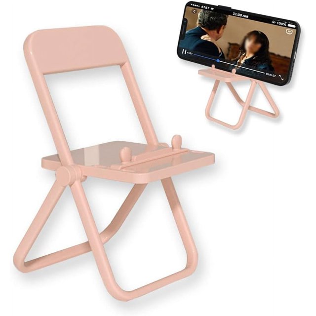 HAHDAXIA Support de Téléphone Cellulaire Super Mignon Amusant Couleur Bonbon Chaise Pliante Mini Déco Support de Tablette avec 3 Angles de Réglage Support de Carte pour Téléphone Intelligent iPhone&Samsung (Rose)