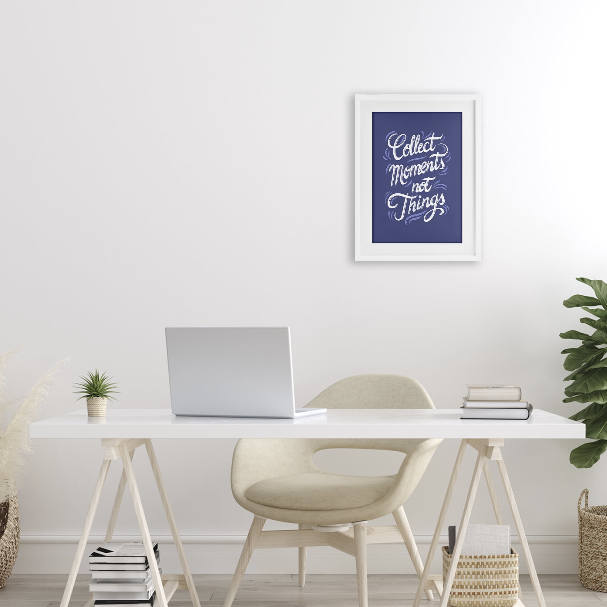 Stupell Industries Collect Moments Not Things White Framed Print Under Glass, design by Martina Pavlova