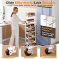 6 Tier Slim Storage Cart with Wheels, Metal Narrow Spice Cabinet Mobile ...