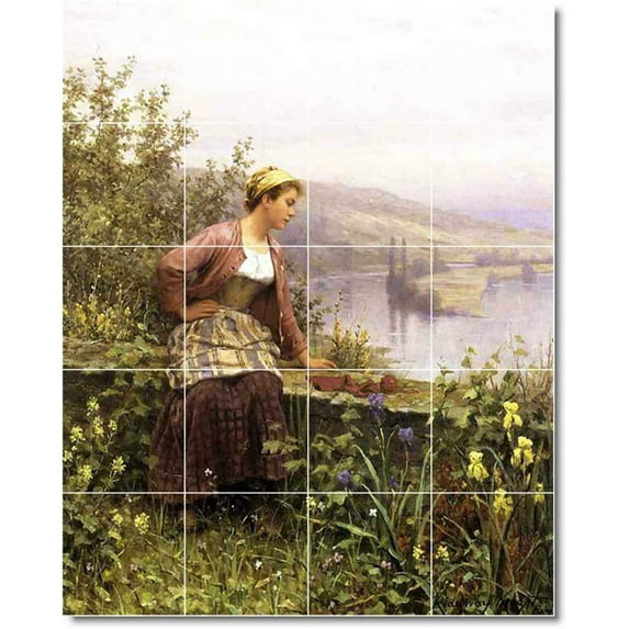 Ceramic Tile Mural-Daniel Ridgway Knight Country Painting 118. 24" w x 30" h using (20) 6 x 6 ceramic tiles