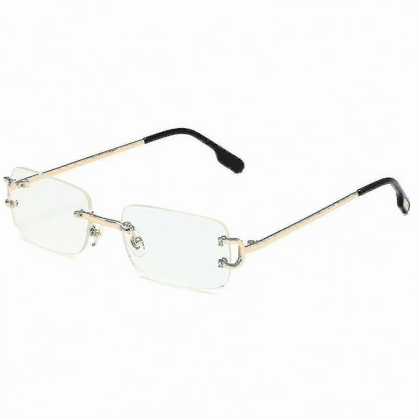 Classic Rectangle Sunglasses with Tinted Lenses and Gold Metal Frame for Women and Men