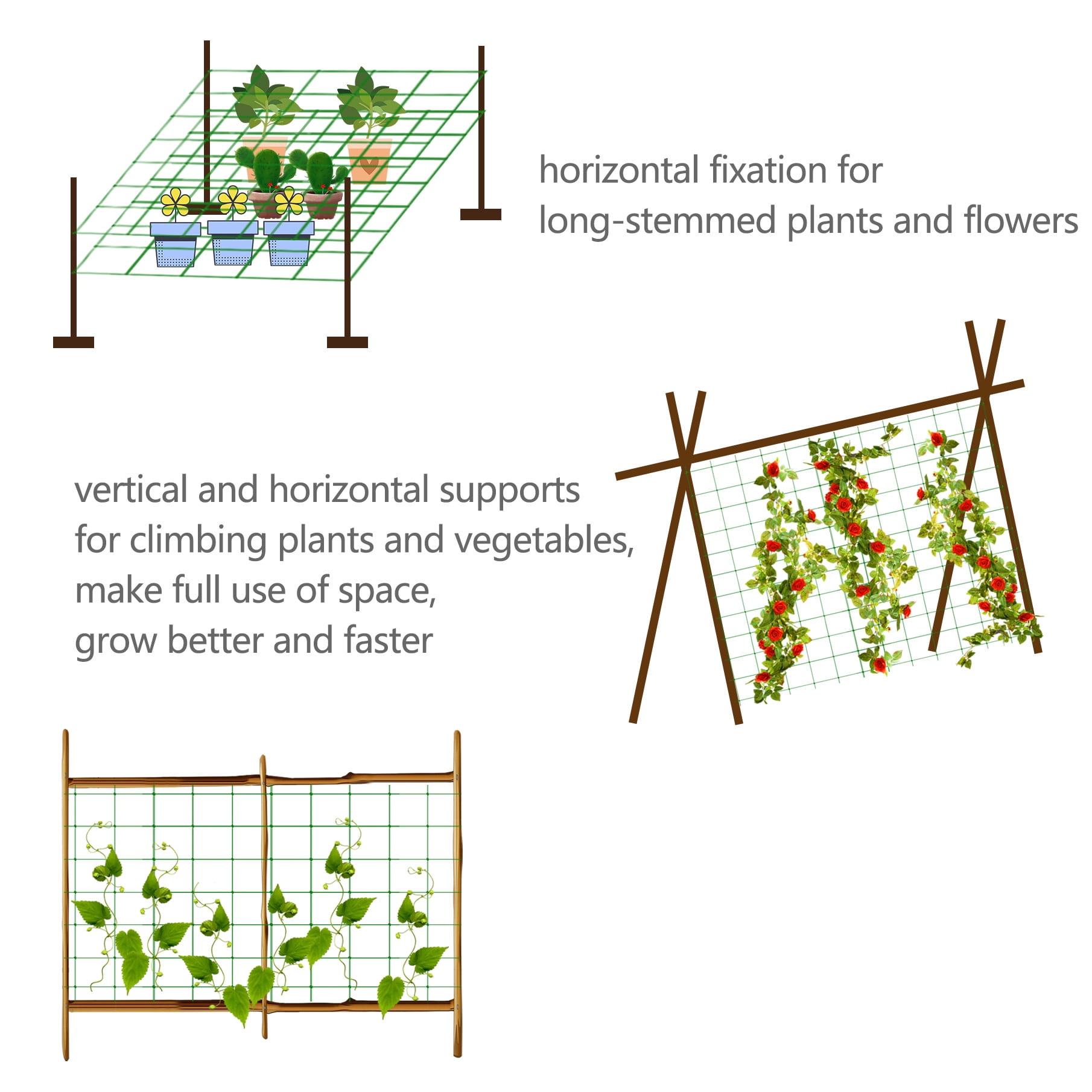 netuera 100 FT Green Plastic Trellis Netting For Climbing Plants