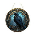 thumbnail image 1 of Raven Ventana de vidrio colgante Arte de pared de la pared Decoración de pájaros Propiedades de regalo de regalo Gótico Decoración de Halloween para, 1 of 8