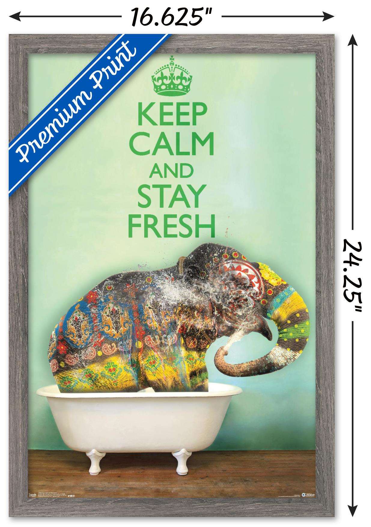 Keep Calm And Stay Fresh Wall Poster, 14.725" x 22.375", Framed