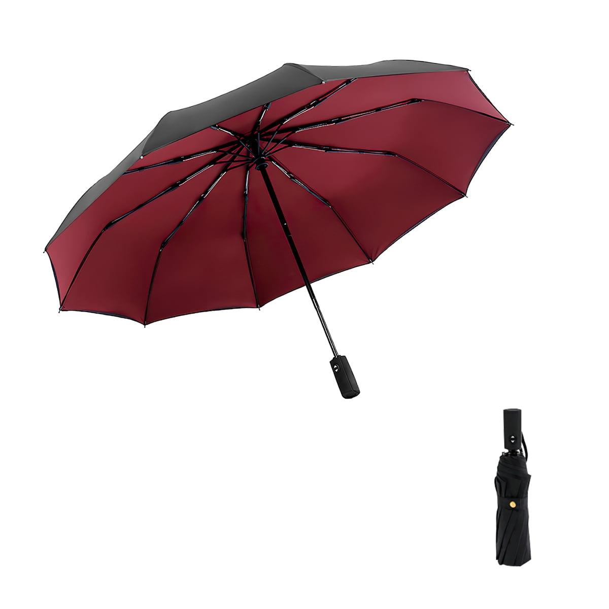 Kepooman Windproof Travel Umbrellas for Rain - Lightweight, Strong, Compact for Single Hand Use - Double Vented Canopy for Men & Women, Wine red Kepooman Windproof Travel Umbrellas for Rain - Lightweight, Strong, Compact for Single Hand Use - Double Vented Canopy for Men & Women, Wine red
