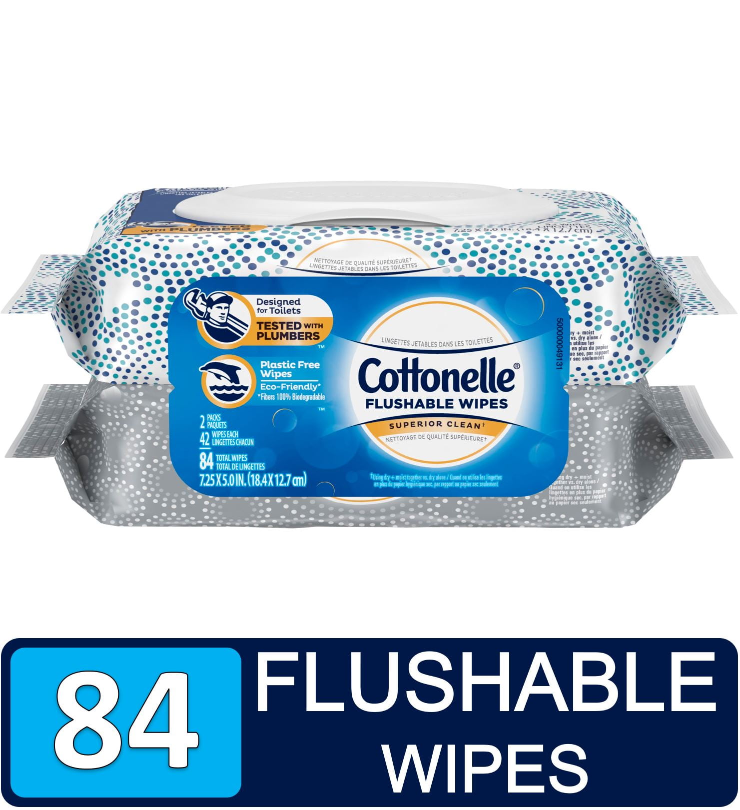Cottonelle FreshCare Flushable Flushable Wipes, 2 Flip-Top Packs, 42