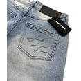 thumbnail image 4 of Homme + Femme Men's Hand Paint Logo Distressed Denim Jean Shorts With Rips (28, Blue), 4 of 4