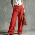 thumbnail image 2 of Evdexr Womens Linen Pants Button Wide Leg Pants 2026 Summer Vacation Trousers Loose Fit Straight Leg High Waisted Beach Pant with Pockets S, 2 of 4