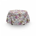 thumbnail image 3 of Floral Ottoman Cover, Vintage Spring Scenery, 2 Piece Slipcover Set with Ruffle Skirt for Square Round Cube Footstool Decorative Home Accent, Standard Size, Multicolor, by Ambesonne, 3 of 5