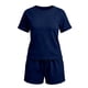 thumbnail image 4 of TaTaai Women's Short Sleeve Top and Shorts Set Round Neck Design Elastic Waist Shorts with Pockets Solid Color Casual Two Piece for Summer Daily Activities Gift, 4 of 5