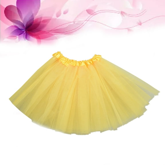 Masteelf Women Tulle Layered Tutu Skirt Dress for Showing Costume (Yellow)