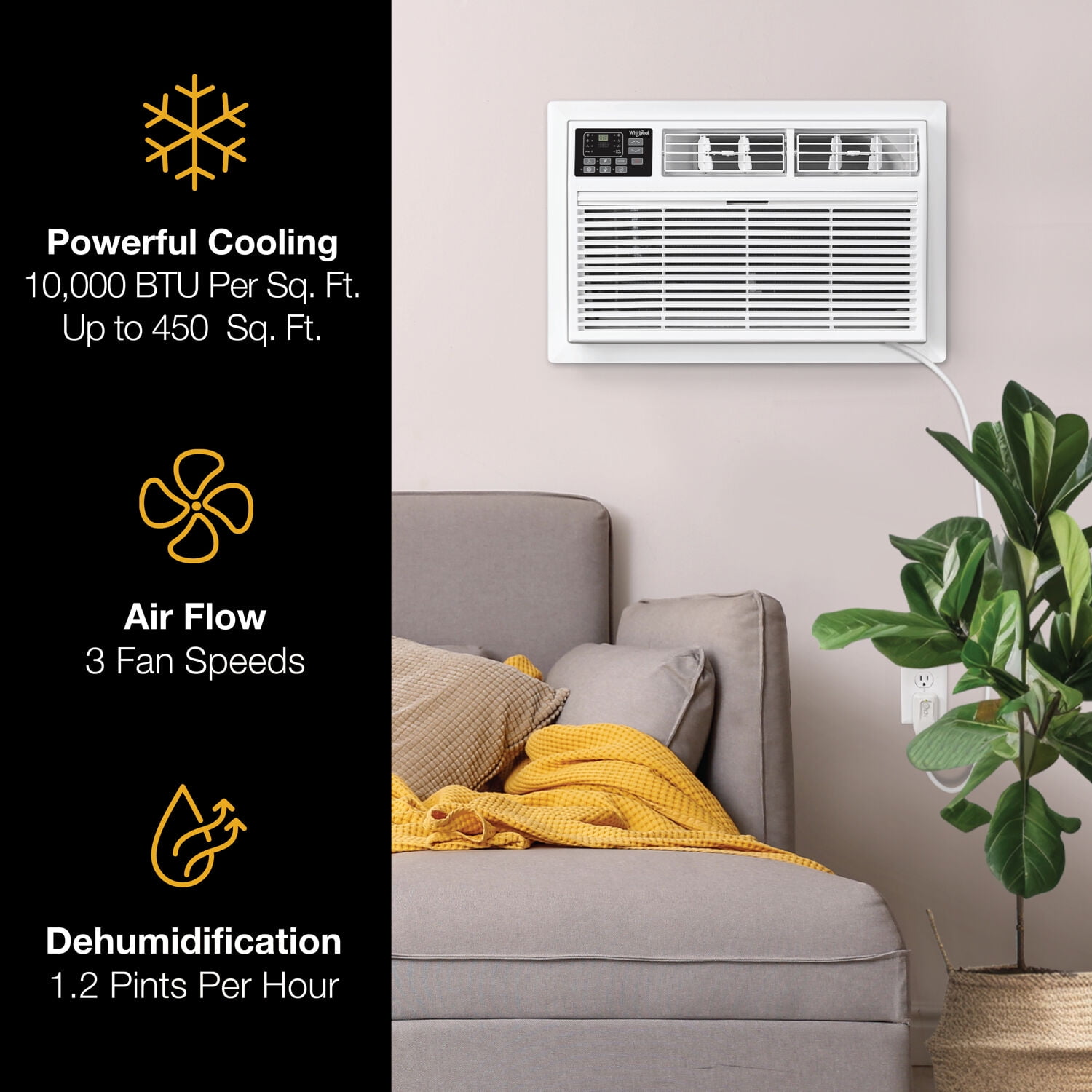 Whirlpool New 10,000 BTU 450 Sq Ft Through-the-Wall Air Conditioner, White