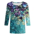 thumbnail image 5 of Cavosen Womens Tops Dressy Casual 3/4 Sleeve Floral Graphic Print Pullover Tees Crewneck Loose Fit Summer Blouse Vacation Fashion Shirts Beach Resort T-Shirts Athletic 2XL, 5 of 5
