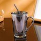 thumbnail image 4 of Vaso de agua de vidrio con asa y tapa | Vaso térmico con pajita | Vaso de 710 ml para bebidas frías y calientes | Taza para café y té en casa o en la oficina, 4 of 7