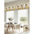 thumbnail image 6 of Yellow Gnomes Valances for Windows, Vintage Daisy Honey Plaid Flower Light Filtering Kitchen Curtains, Rod Pocket Window Valance Curtains for Living Room Bedroom, 54" W x 18" L, 2 Panels, 6 of 9