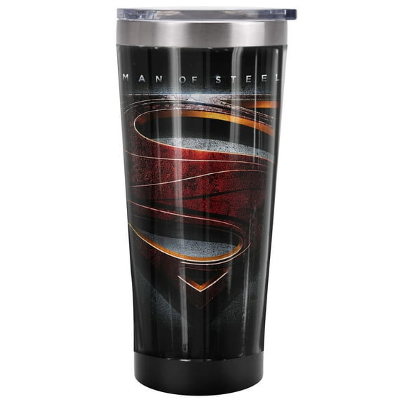 Superman Official Man Of Steel Shield 20 oz Travel Tumbler, Stainless Steel, Vacuum Insulated with Leak Resistant Slide-Lock Lid