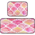 thumbnail image 7 of SKYSONIC Watercolor Ethnic Style Kitchen Rugs and Mats 2 Pcs, Pink Non-Slip Floor Runner Mat for Living Room Bedroom Dorm Hallyway Home Decor 19.7"x27.6"+19.7"x47.2", 7 of 7