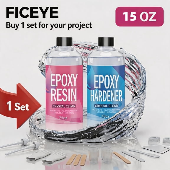 15oz High Clear Anti-Yellowing High Hardness Adhesive & Encapsulation Resin, Fast Defoaming Easy Demolding for DIY Jewelry, Ornaments & Craft Making