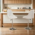 thumbnail image 6 of VECELO Bar Stools Set of 4, Swivel Adjustable Barstools with Backrest, PU Leather Upholstered Chairs, Round Heavy Metal Base, White, 6 of 6