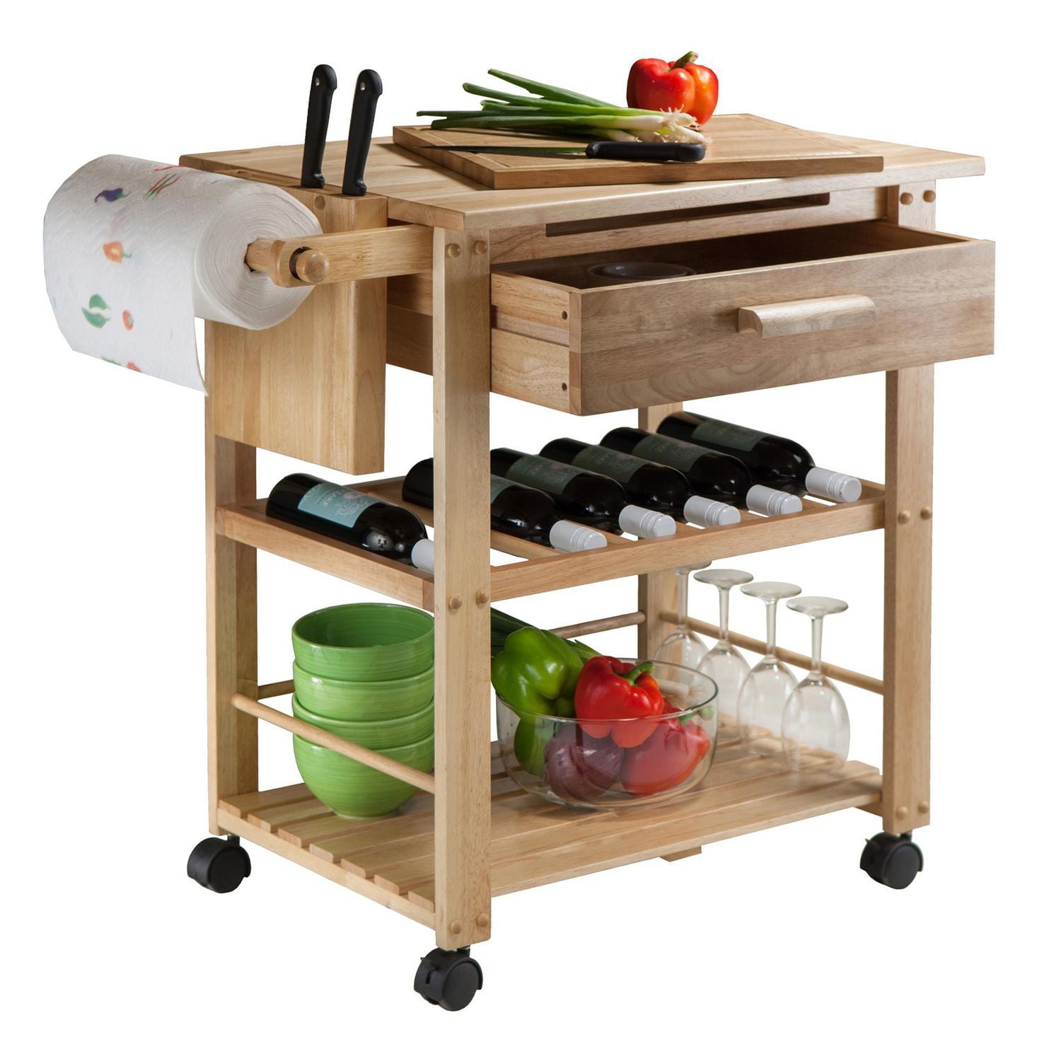 Winsome Finland Kitchen Cart in Natural Finish -83644